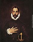 El Greco Famous Paintings - The Knight with His Hand on His Breast